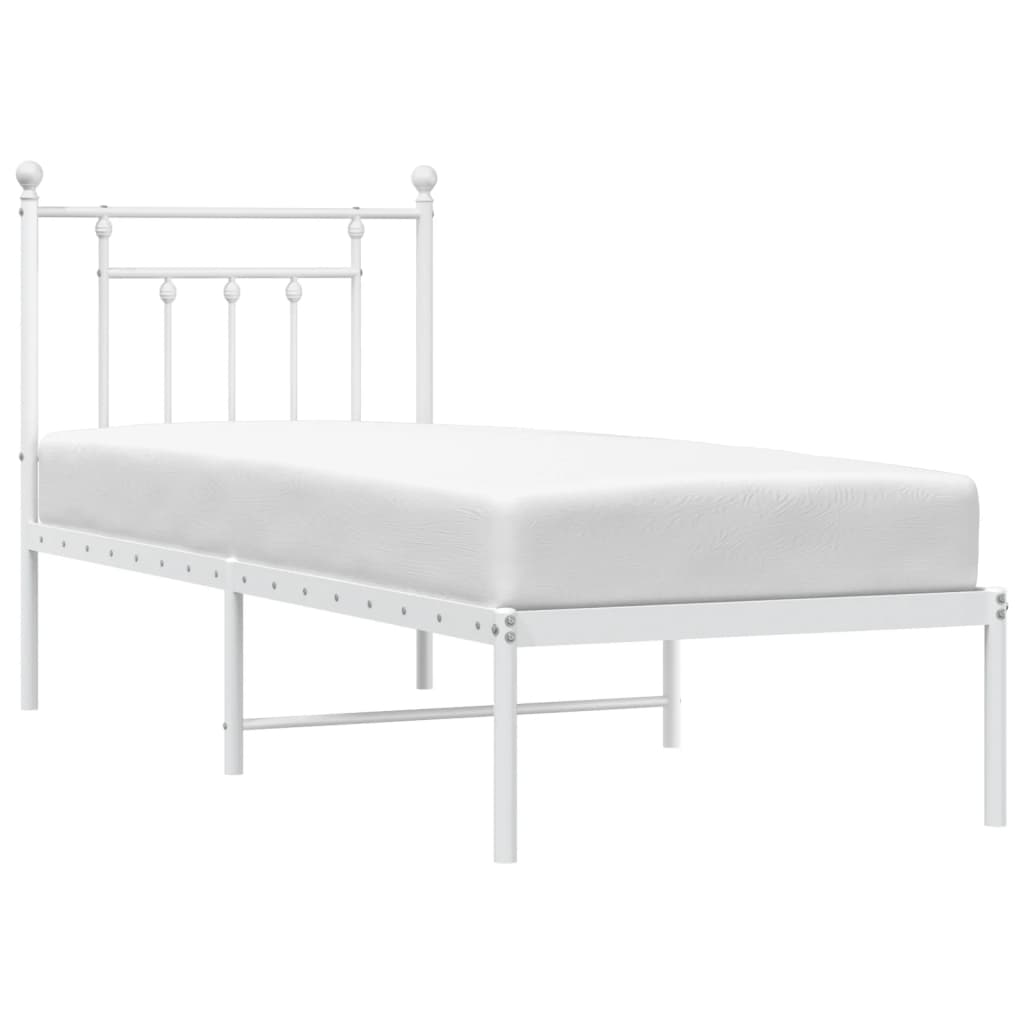 Cadre de lit métal sans matelas avec tête de lit blanc 75x190cm - XIOS
