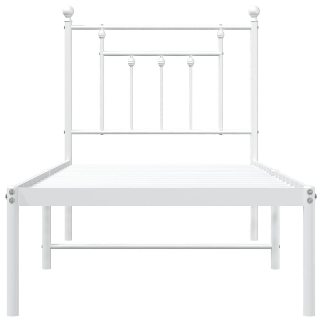 Cadre de lit métal sans matelas avec tête de lit blanc 75x190cm - XIOS