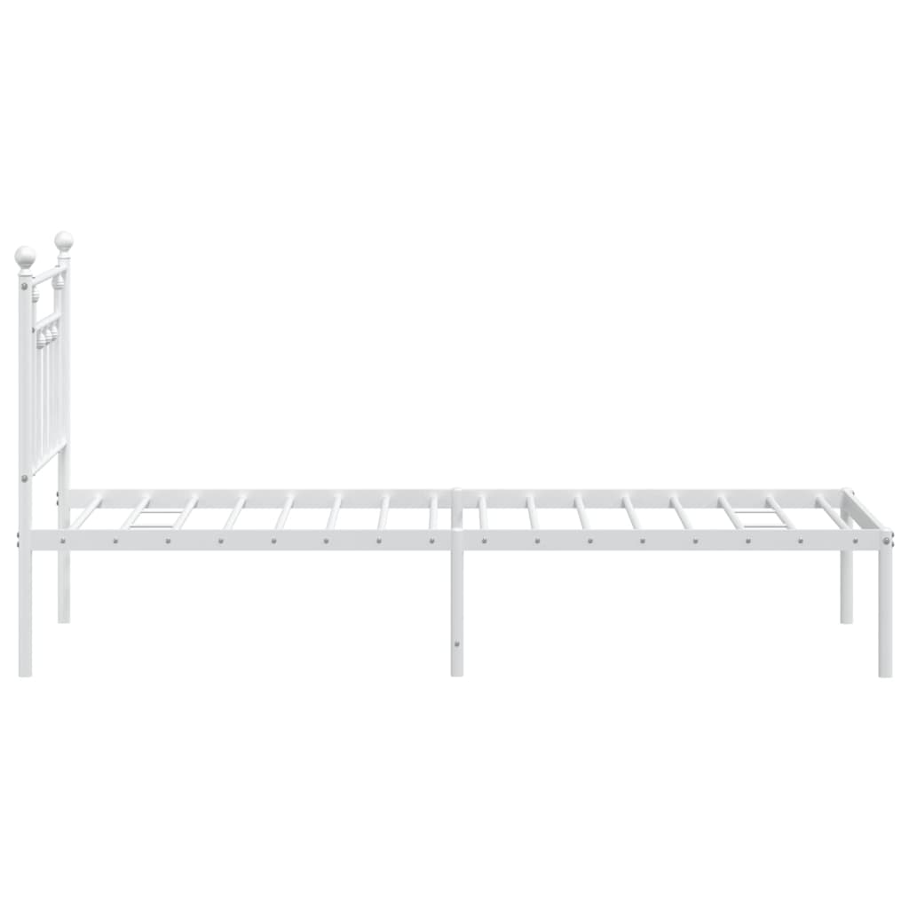 Cadre de lit métal sans matelas avec tête de lit blanc 75x190cm - XIOS