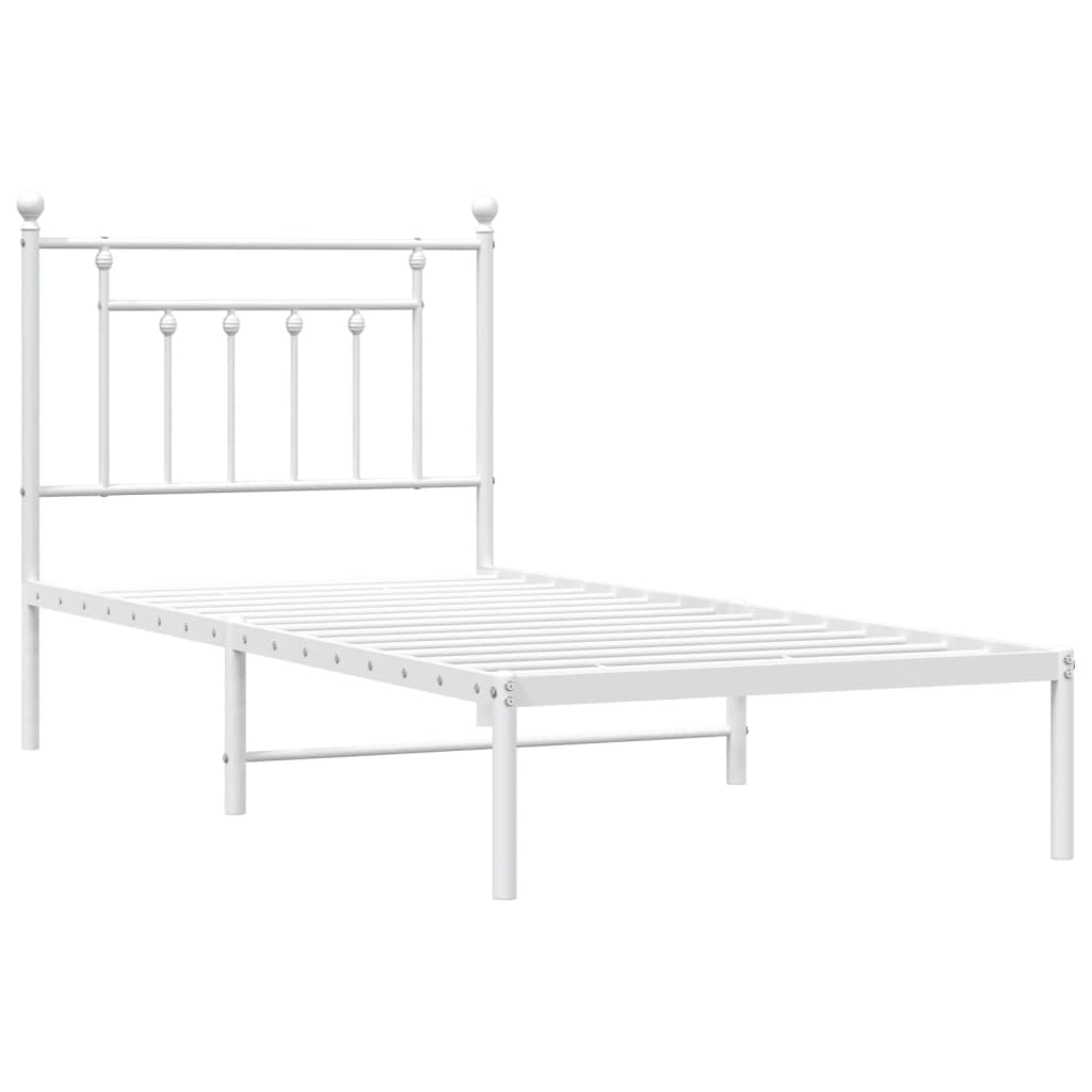 Cadre de lit métal sans matelas avec tête de lit blanc 80x200cm - XIOS