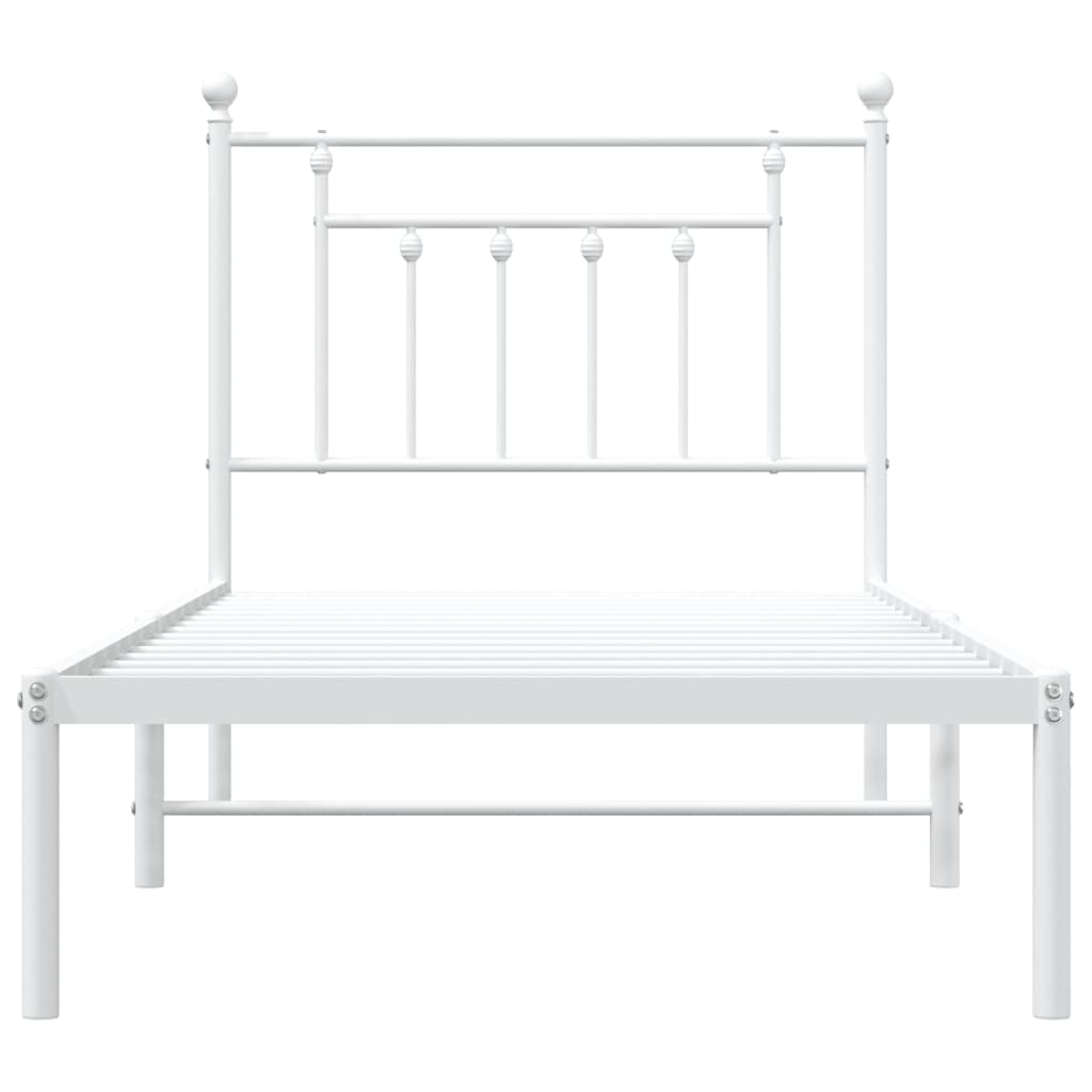 Cadre de lit métal sans matelas avec tête de lit blanc 80x200cm - XIOS
