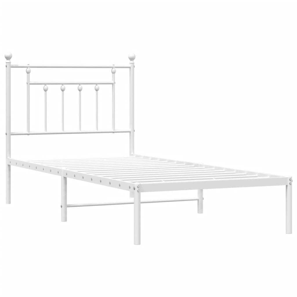 Cadre de lit métal sans matelas avec tête de lit blanc 90x190cm - XIOS