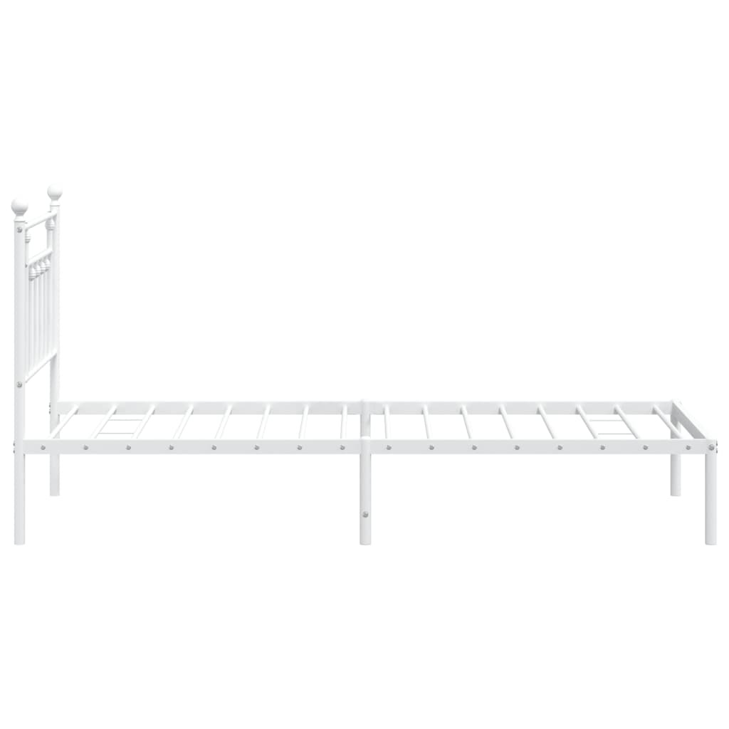 Cadre de lit métal sans matelas avec tête de lit blanc 90x190cm - XIOS