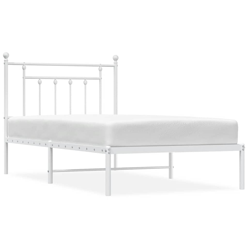 Cadre de lit métal sans matelas et tête de lit blanc 100x190 cm - XIOS