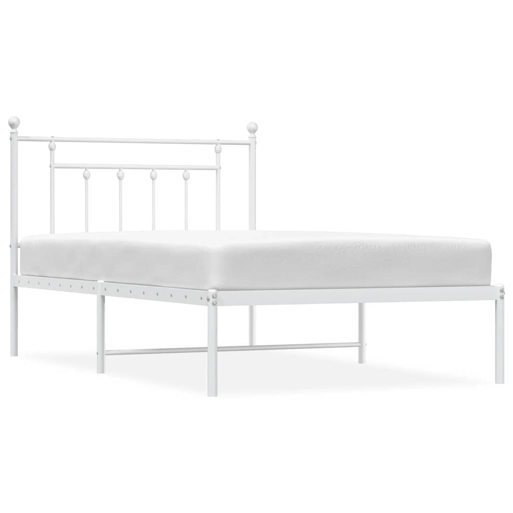 Cadre de lit métal sans matelas et tête de lit blanc 100x200 cm - XIOS