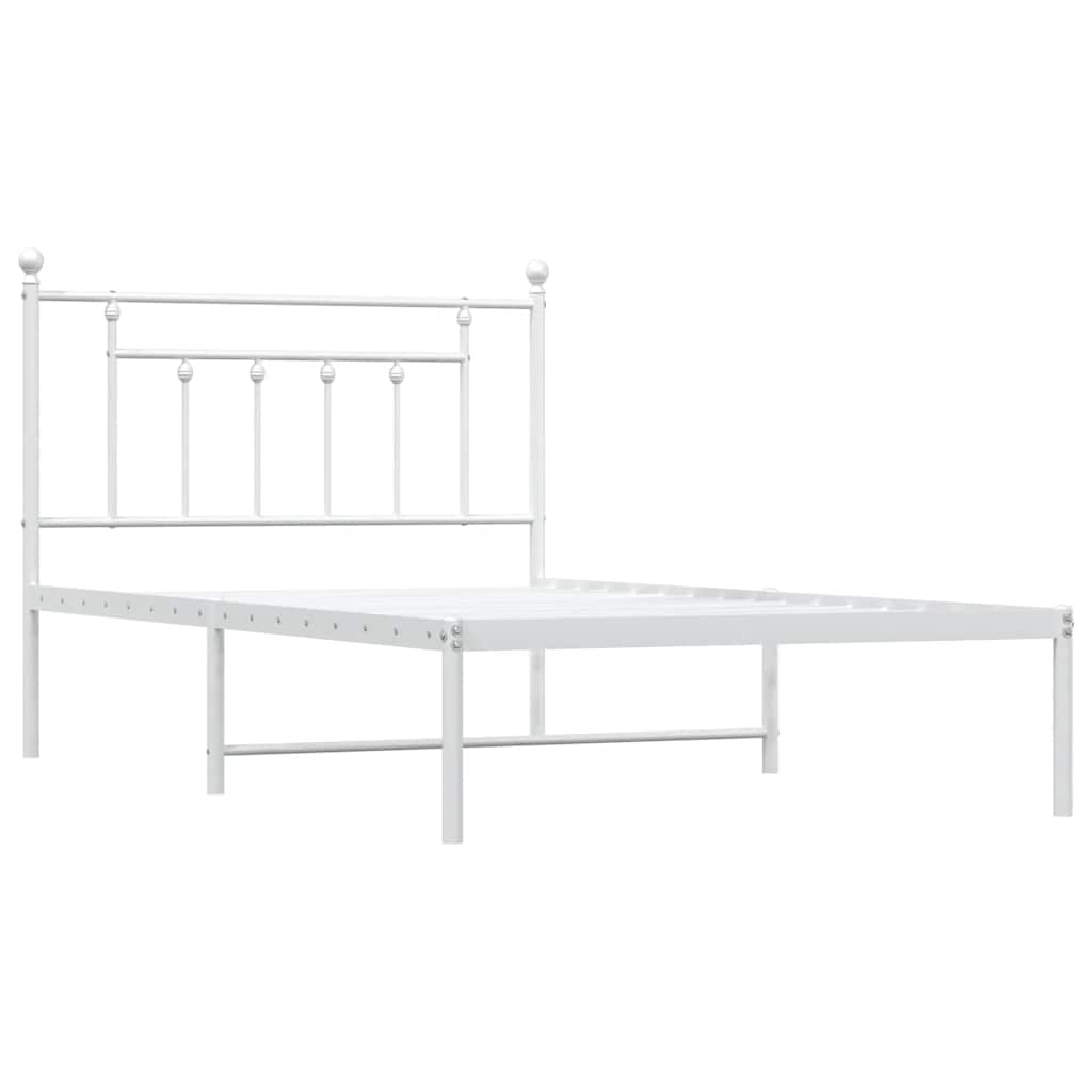 Cadre de lit métal sans matelas et tête de lit blanc 100x200 cm - XIOS