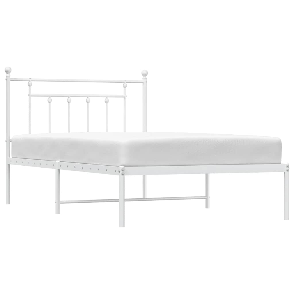 Cadre de lit métal sans matelas et tête de lit blanc 100x200 cm - XIOS