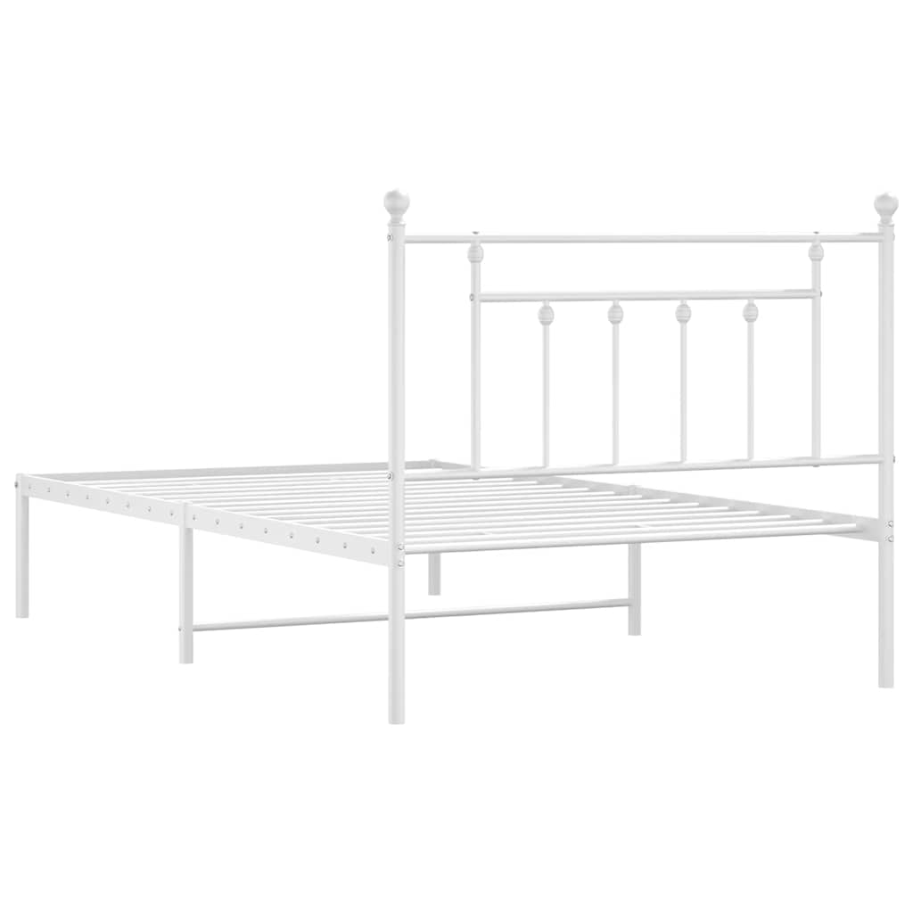 Cadre de lit métal sans matelas et tête de lit blanc 100x200 cm - XIOS