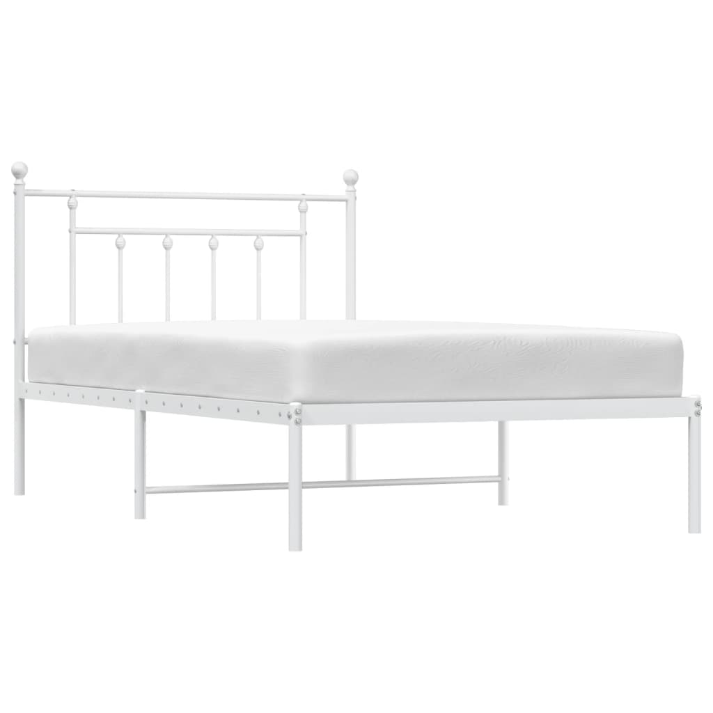 Cadre de lit métal sans matelas et tête de lit blanc 107x203 cm - XIOS