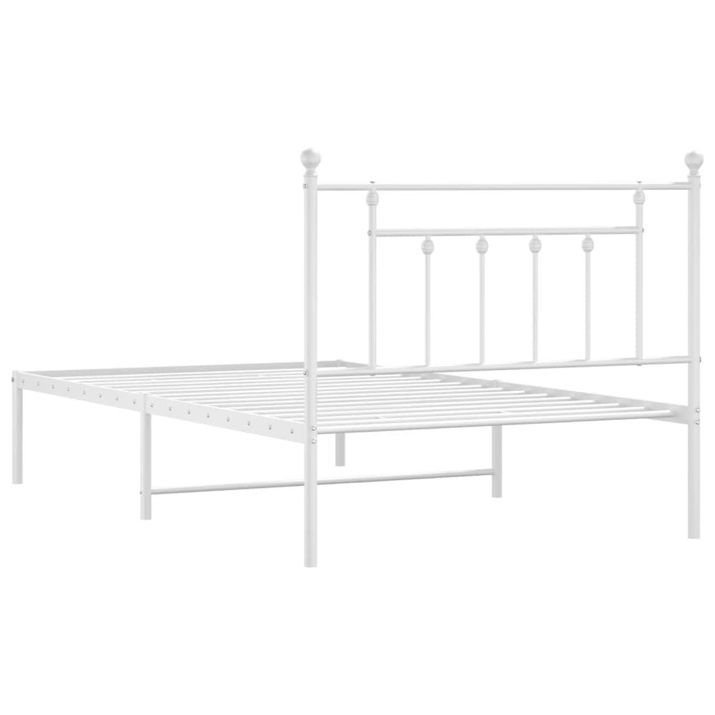 Cadre de lit métal sans matelas et tête de lit blanc 107x203 cm - XIOS