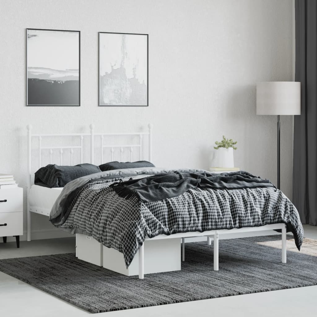 Cadre de lit métal sans matelas et tête de lit blanc 120x190 cm - XIOS