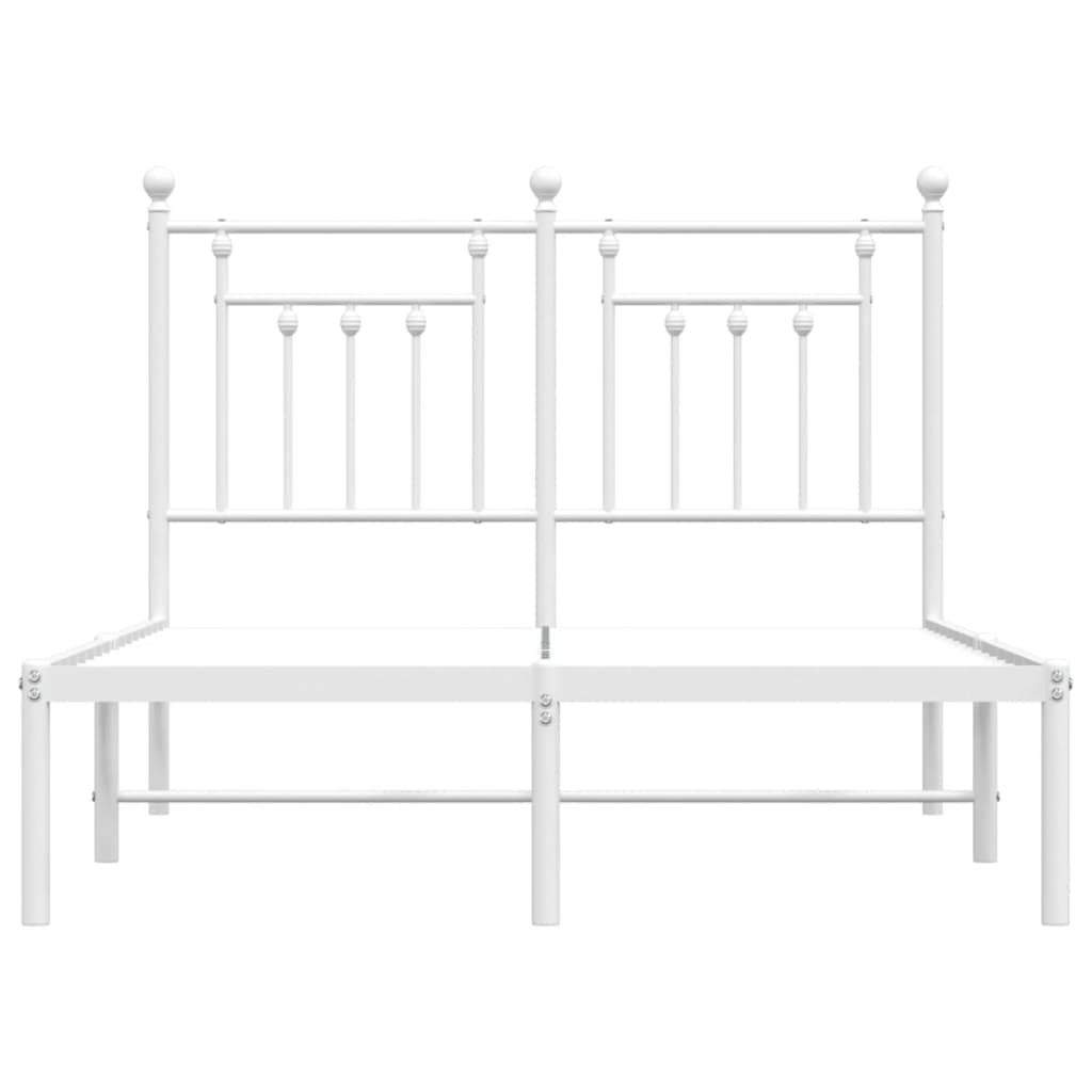 Cadre de lit métal sans matelas et tête de lit blanc 120x190 cm - XIOS
