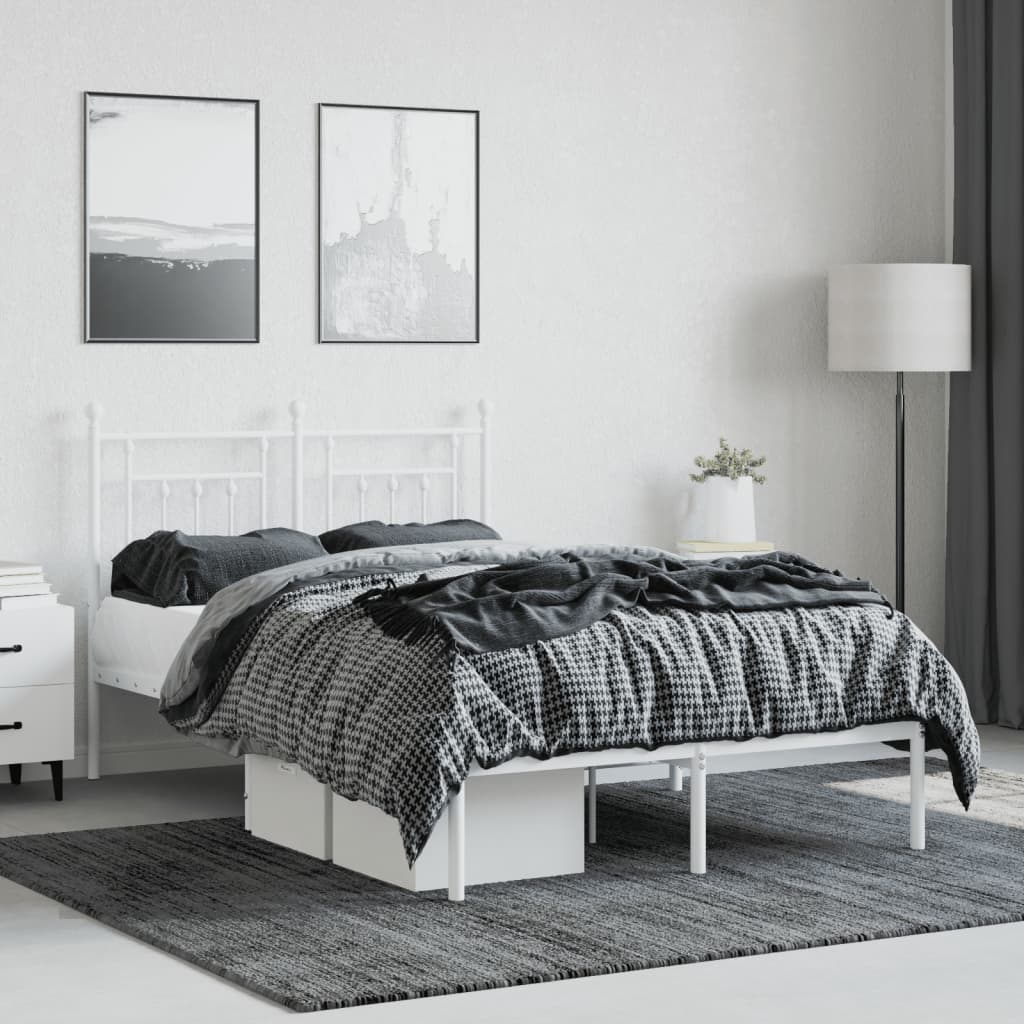 Cadre de lit métal sans matelas et tête de lit blanc 120x200 cm - XIOS