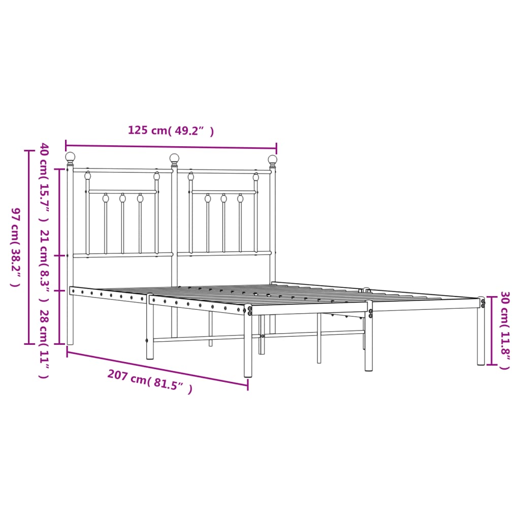 Cadre de lit métal sans matelas et tête de lit blanc 120x200 cm - XIOS