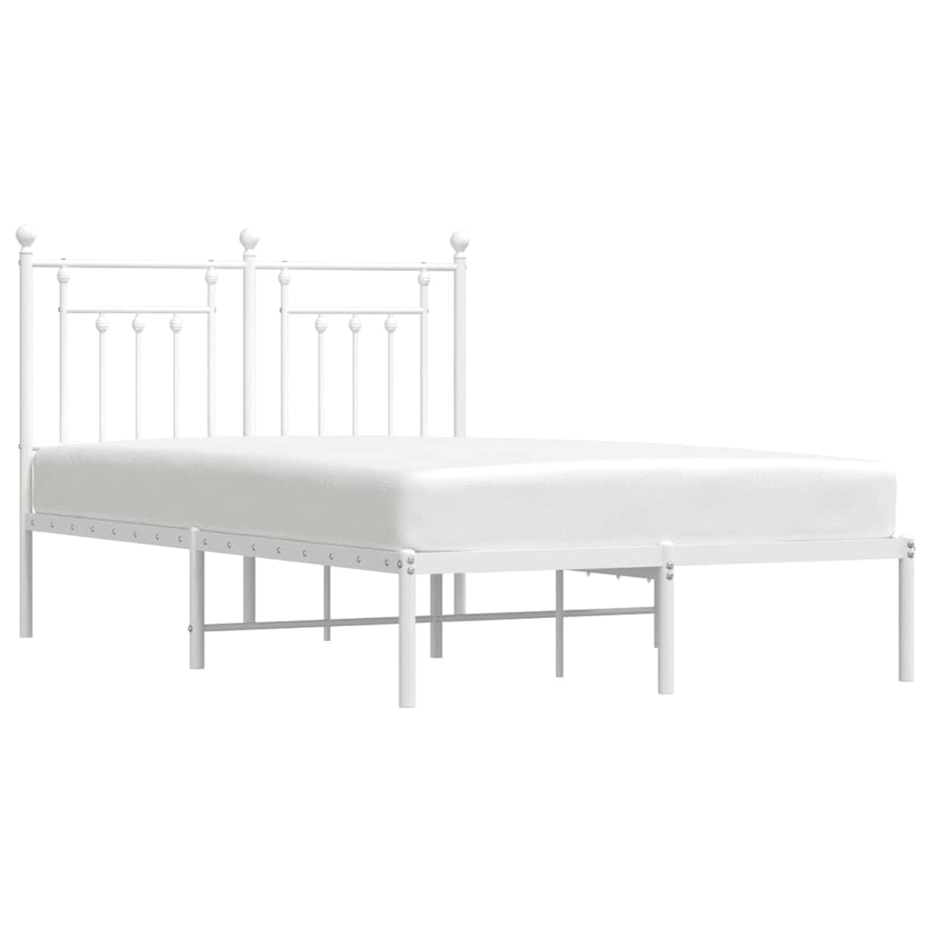 Cadre de lit métal sans matelas et tête de lit blanc 135x190 cm - XIOS
