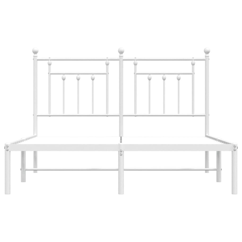 Cadre de lit métal sans matelas et tête de lit blanc 140x190 cm - XIOS