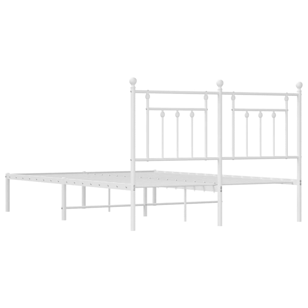 Cadre de lit métal sans matelas et tête de lit blanc 140x190 cm - XIOS