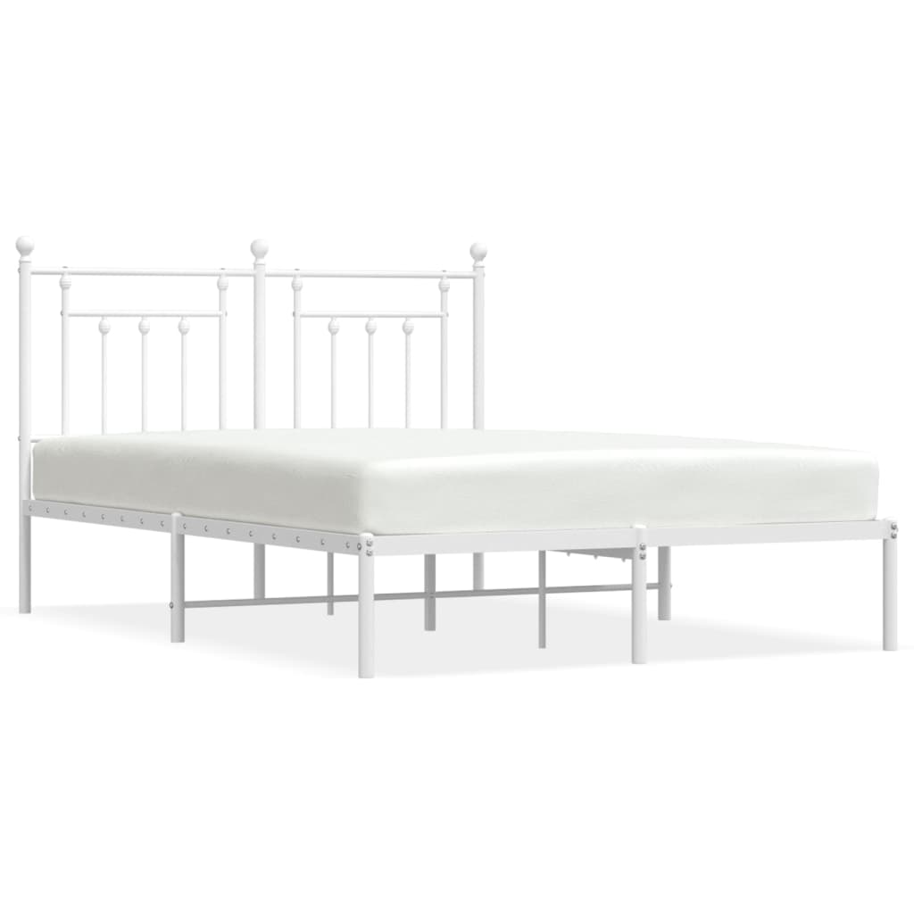 Cadre de lit métal sans matelas et tête de lit blanc 140x200 cm - XIOS