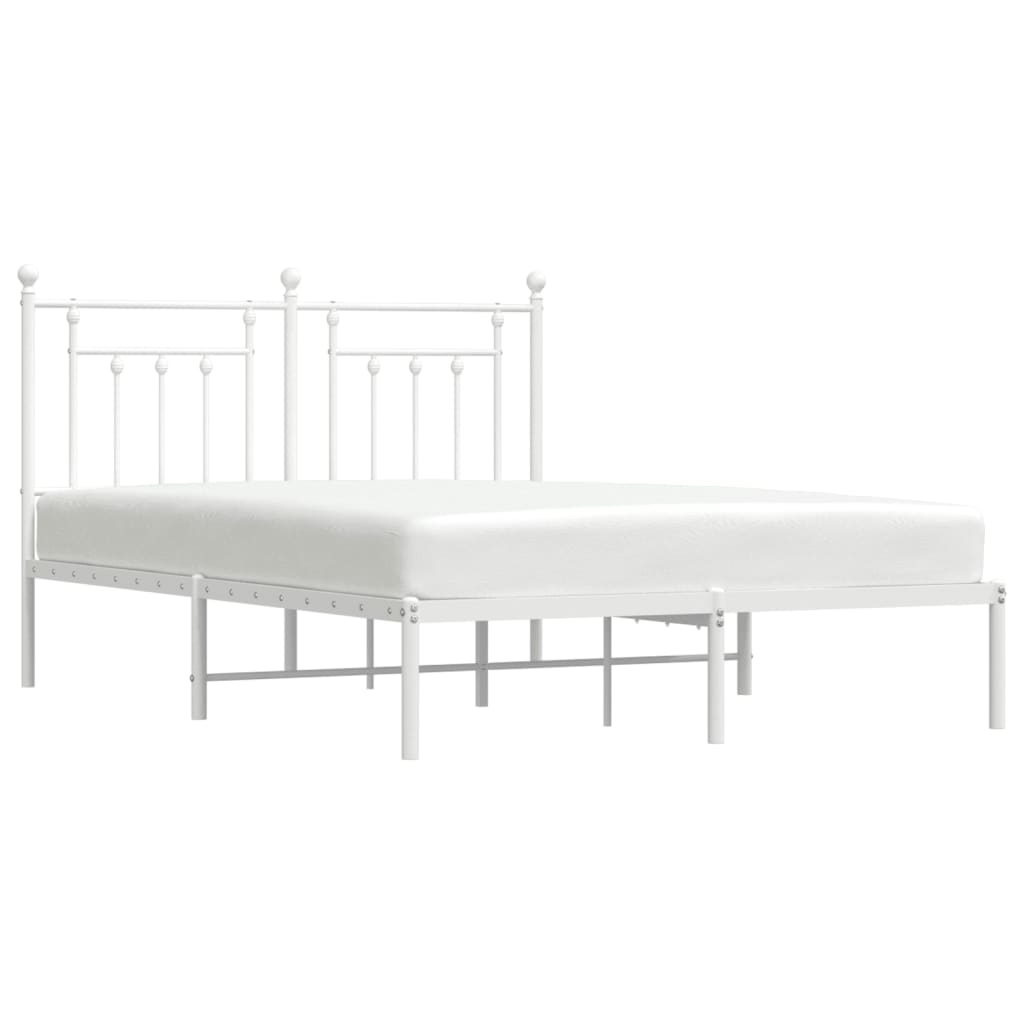 Cadre de lit métal sans matelas et tête de lit blanc 140x200 cm - XIOS