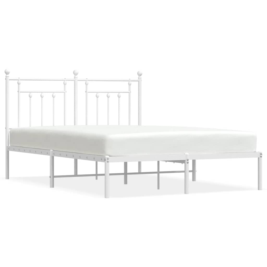 Cadre de lit métal sans matelas et tête de lit blanc 150x200 cm - XIOS