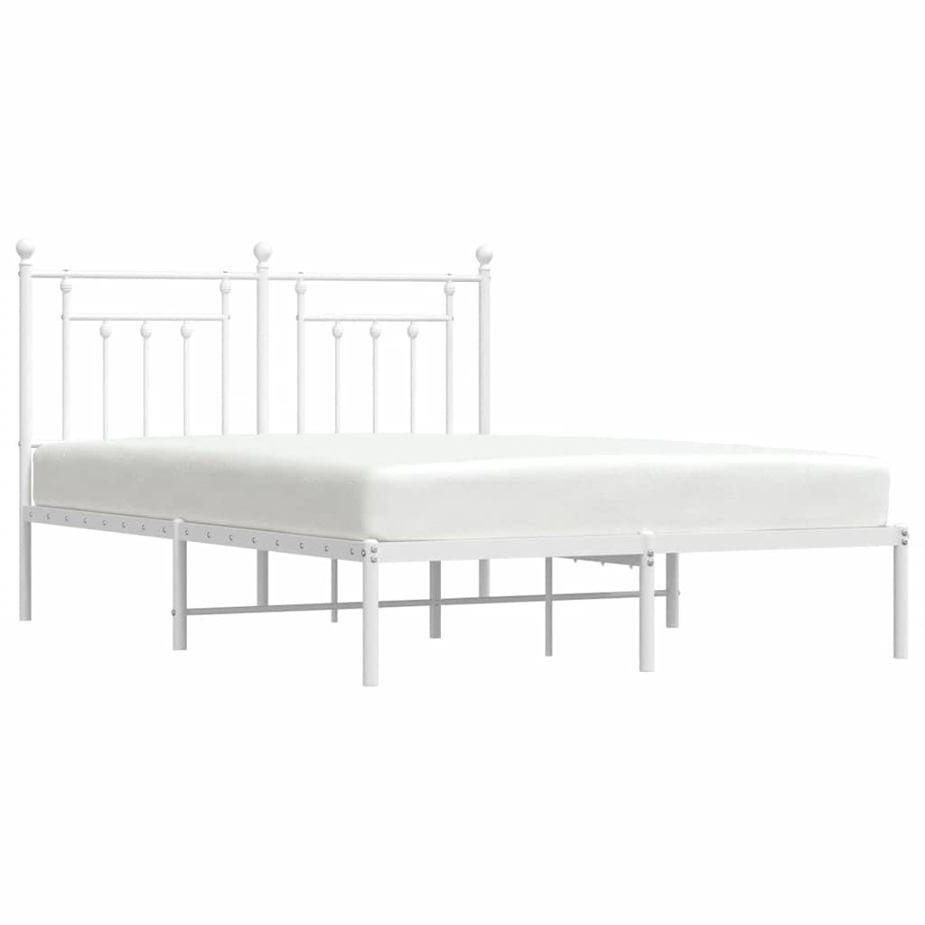 Cadre de lit métal sans matelas et tête de lit blanc 150x200 cm - XIOS