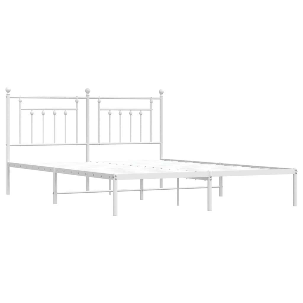 Cadre de lit métal sans matelas et tête de lit blanc 160x200 cm - XIOS