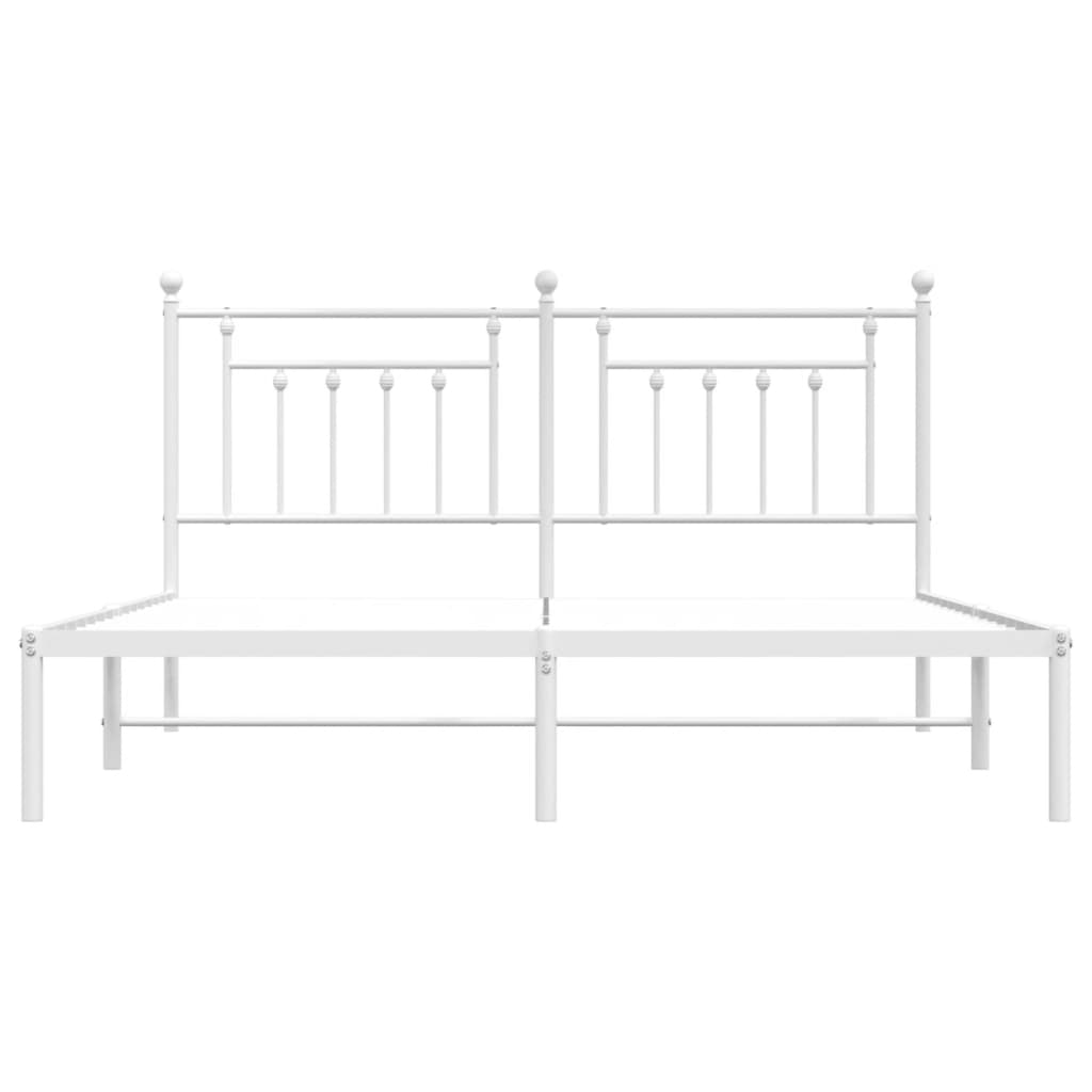 Cadre de lit métal sans matelas et tête de lit blanc 160x200 cm - XIOS