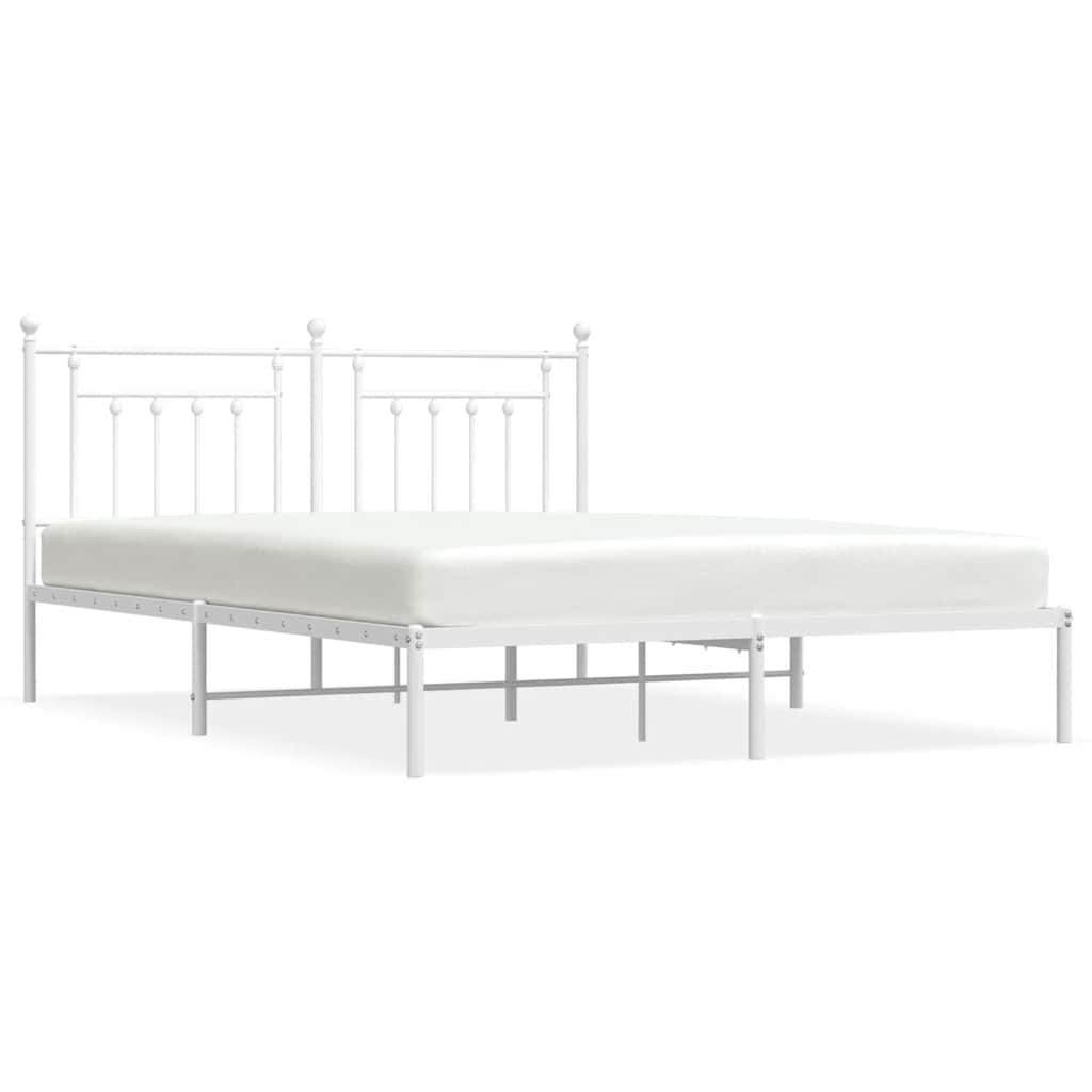 Cadre de lit métal sans matelas et tête de lit blanc 183x213 cm - XIOS