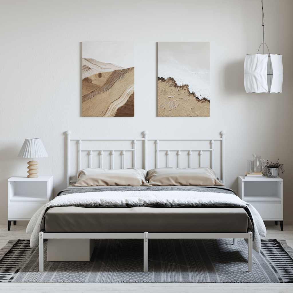 Cadre de lit métal sans matelas et tête de lit blanc 183x213 cm - XIOS