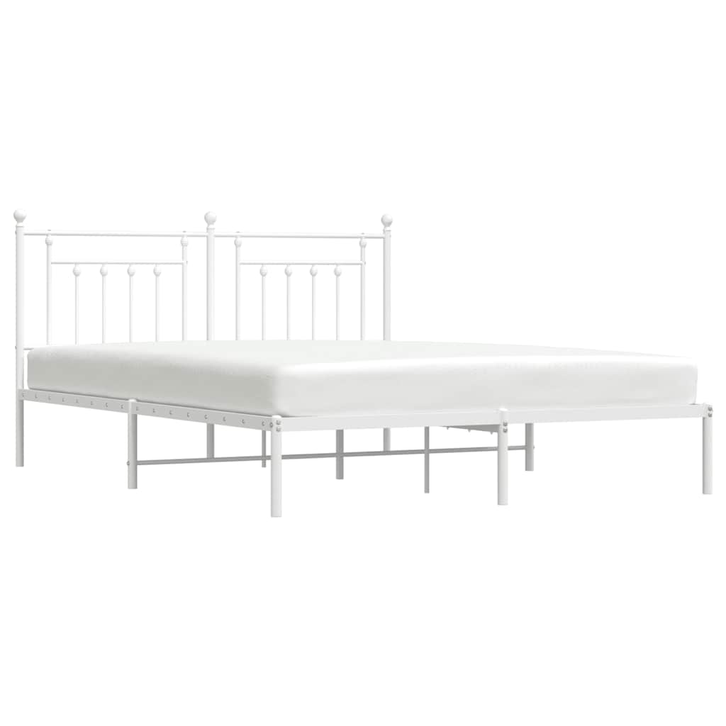 Cadre de lit métal sans matelas et tête de lit blanc 183x213 cm - XIOS