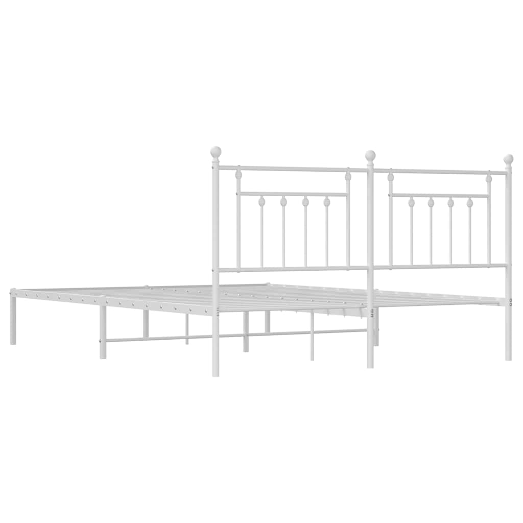 Cadre de lit métal sans matelas et tête de lit blanc 183x213 cm - XIOS