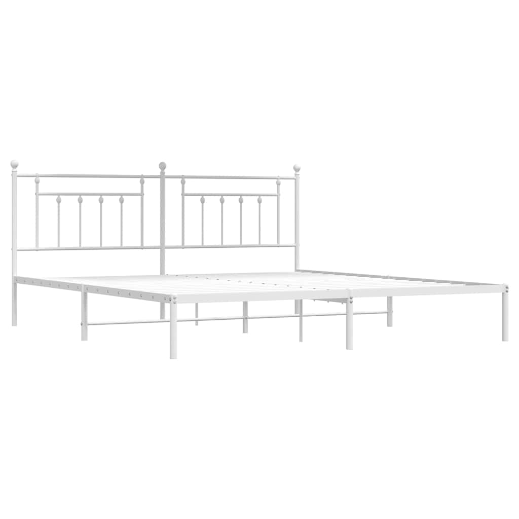 Cadre de lit métal sans matelas et tête de lit blanc 193x203 cm - XIOS