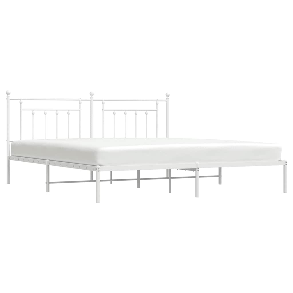 Cadre de lit métal sans matelas et tête de lit blanc 193x203 cm - XIOS