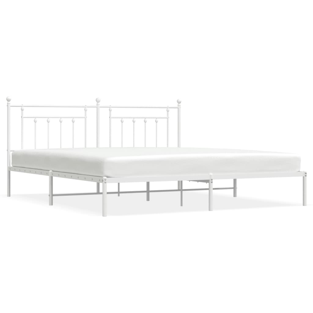 Cadre de lit métal sans matelas et tête de lit blanc 200x200 cm - XIOS