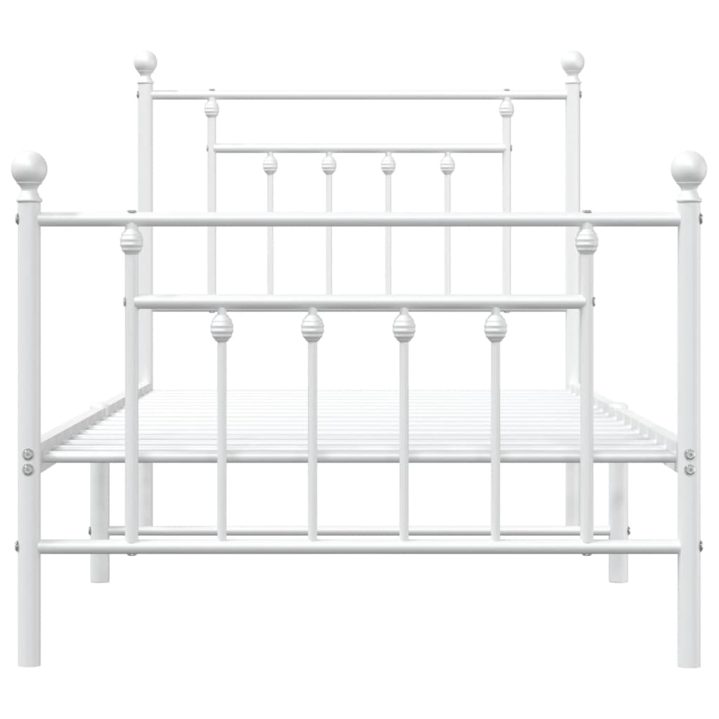 Cadre de lit métal sans matelas avec pied de lit blanc 90x190cm - XIOS