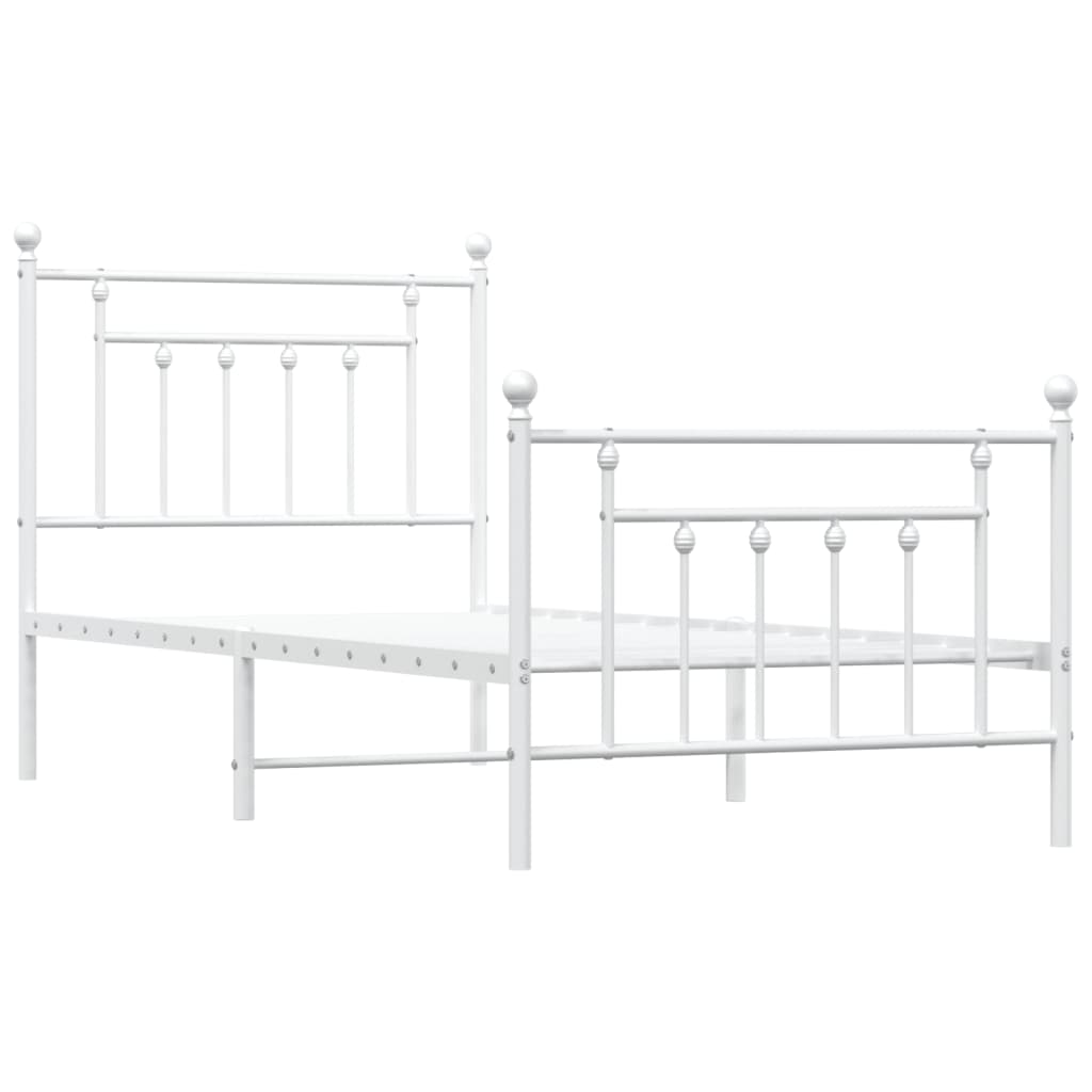 Cadre de lit métal sans matelas avec pied de lit blanc 90x200cm - XIOS