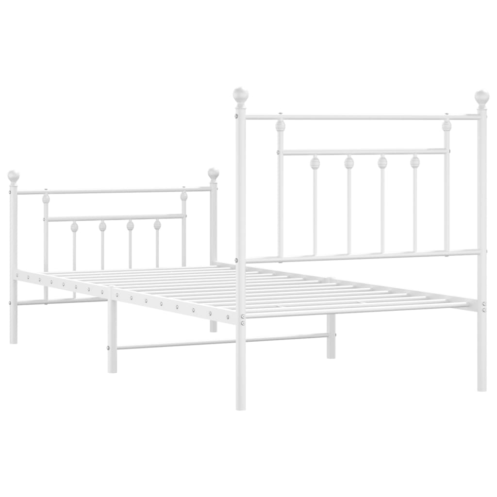 Cadre de lit métal sans matelas avec pied de lit blanc 90x200cm - XIOS