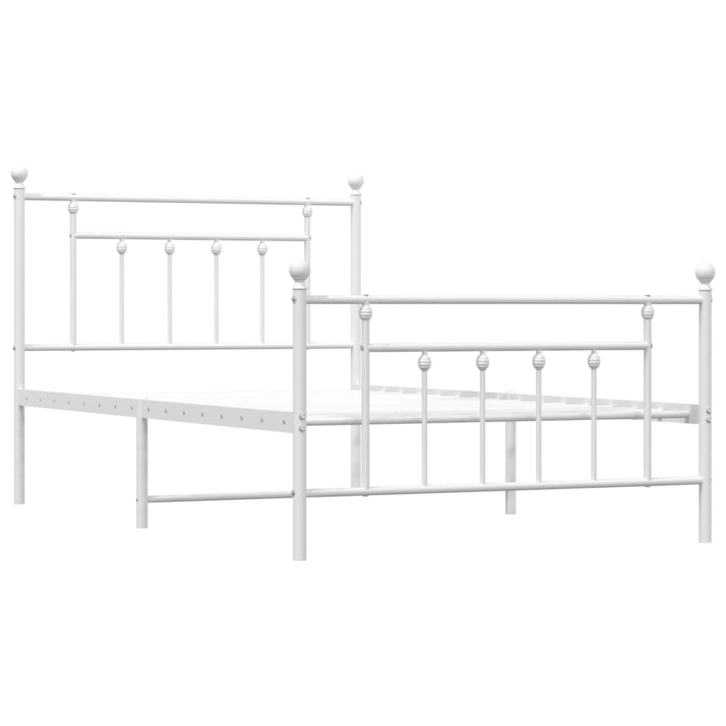 Cadre de lit métal sans matelas et pied de lit blanc 100x200 cm - XIOS