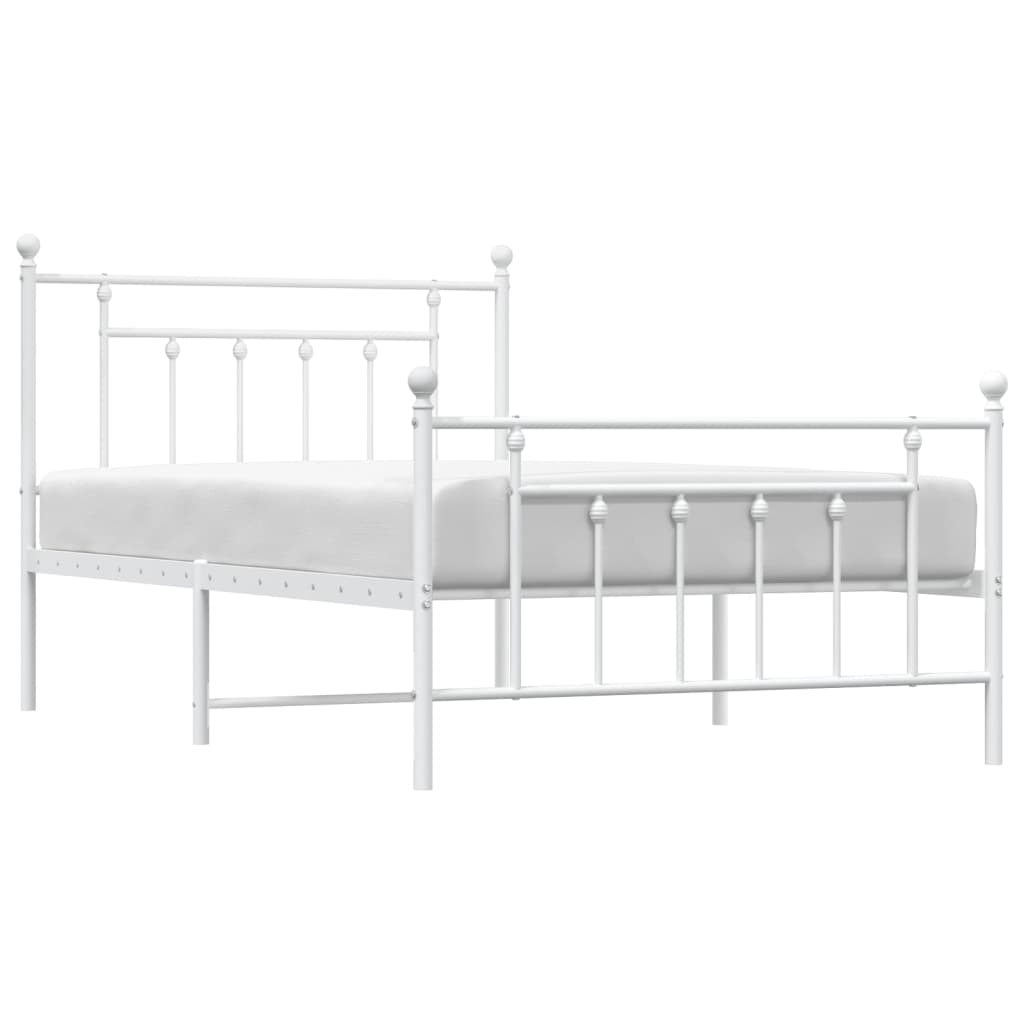 Cadre de lit métal sans matelas et pied de lit blanc 100x200 cm - XIOS