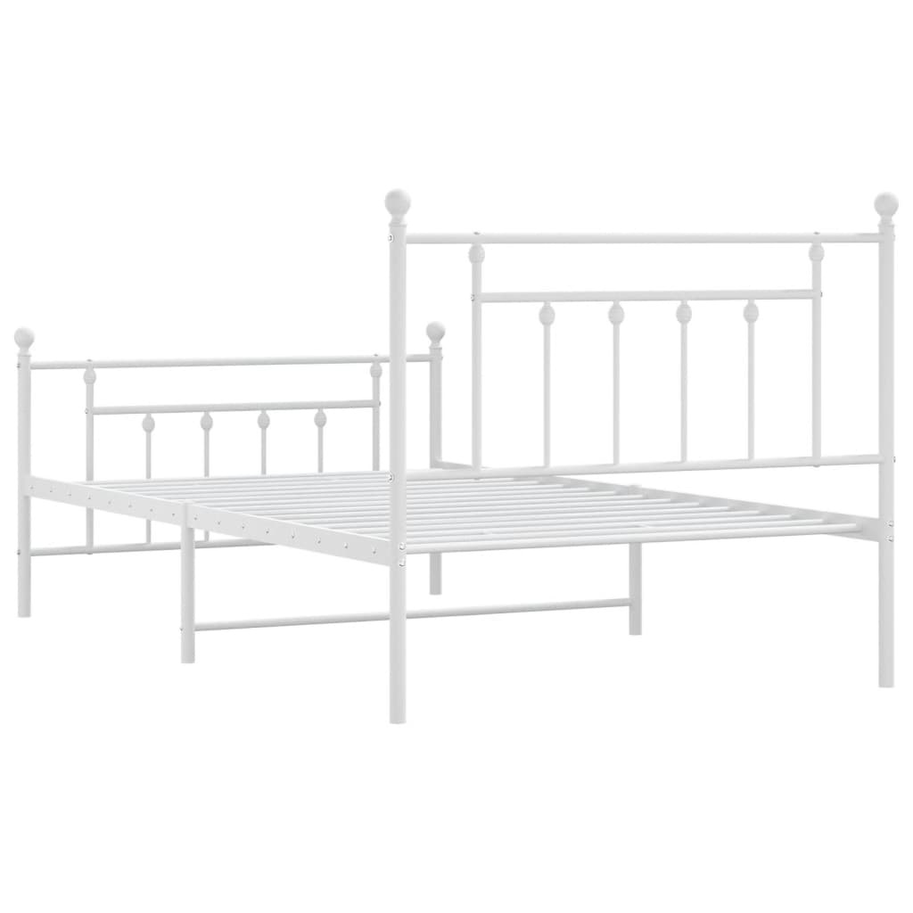 Cadre de lit métal sans matelas et pied de lit blanc 107x203 cm - XIOS