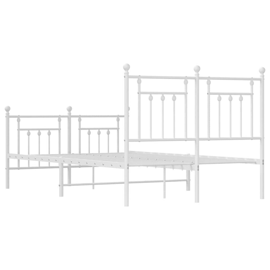 Cadre de lit métal sans matelas et pied de lit blanc 120x190 cm - XIOS