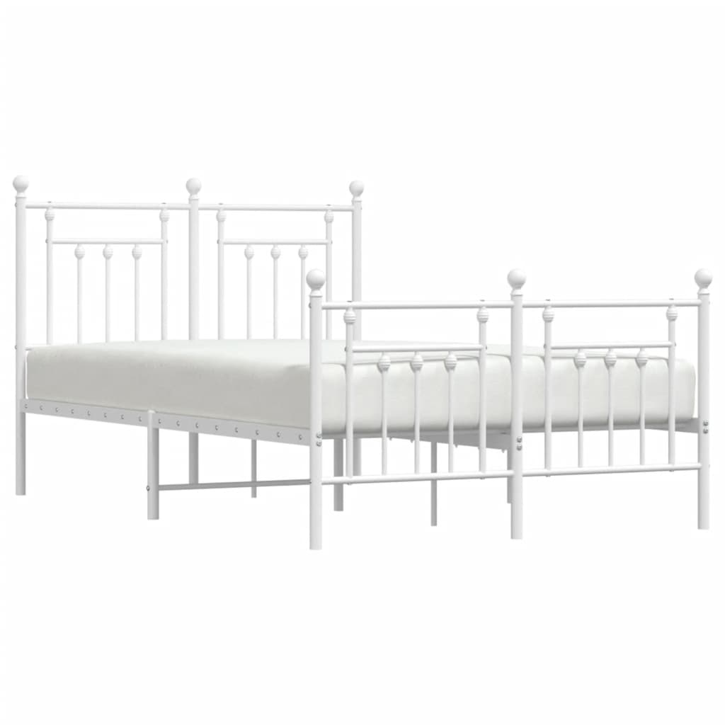 Cadre de lit métal sans matelas et pied de lit blanc 120x200 cm - XIOS