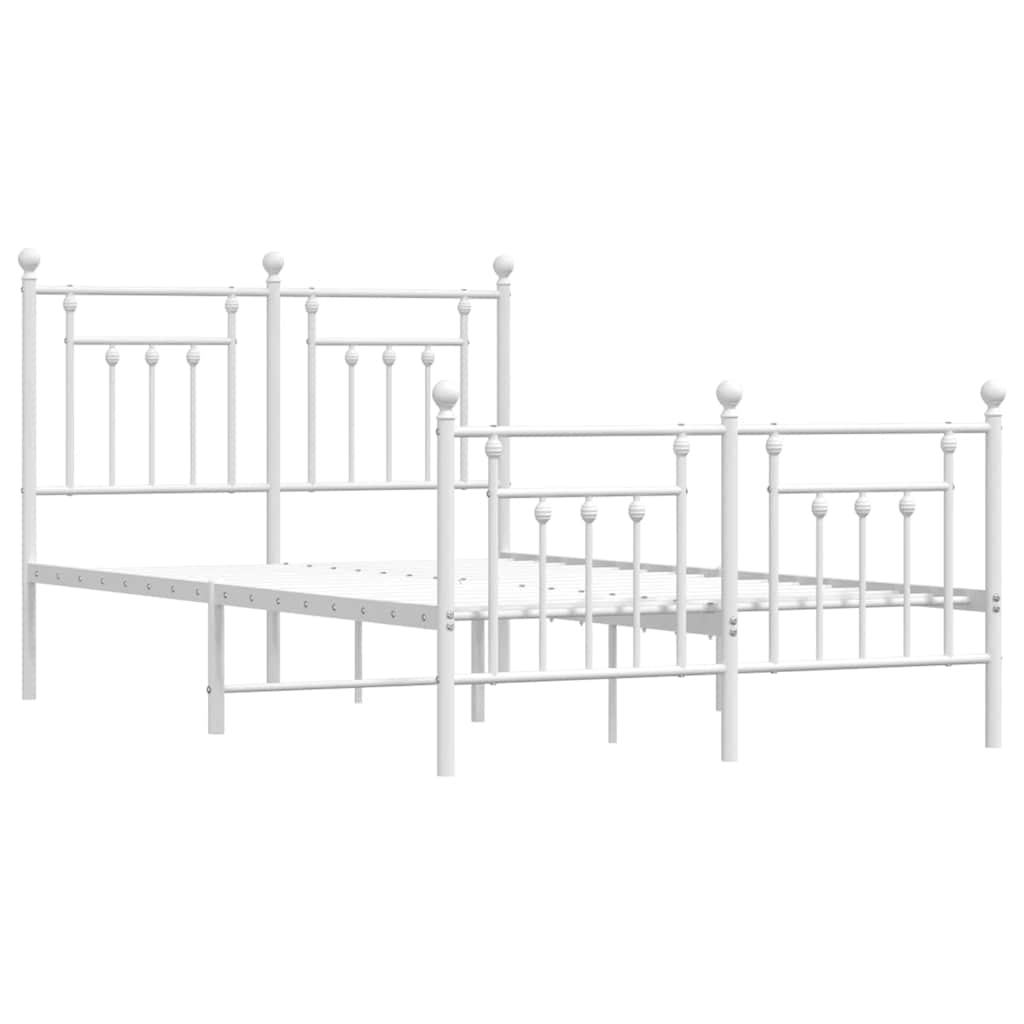 Cadre de lit métal sans matelas et pied de lit blanc 135x190 cm - XIOS