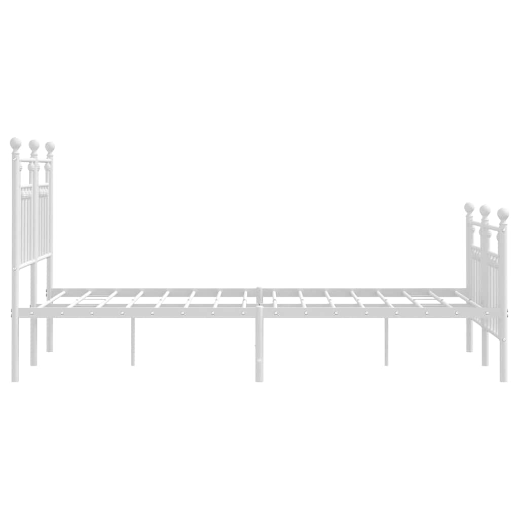 Cadre de lit métal sans matelas et pied de lit blanc 135x190 cm - XIOS