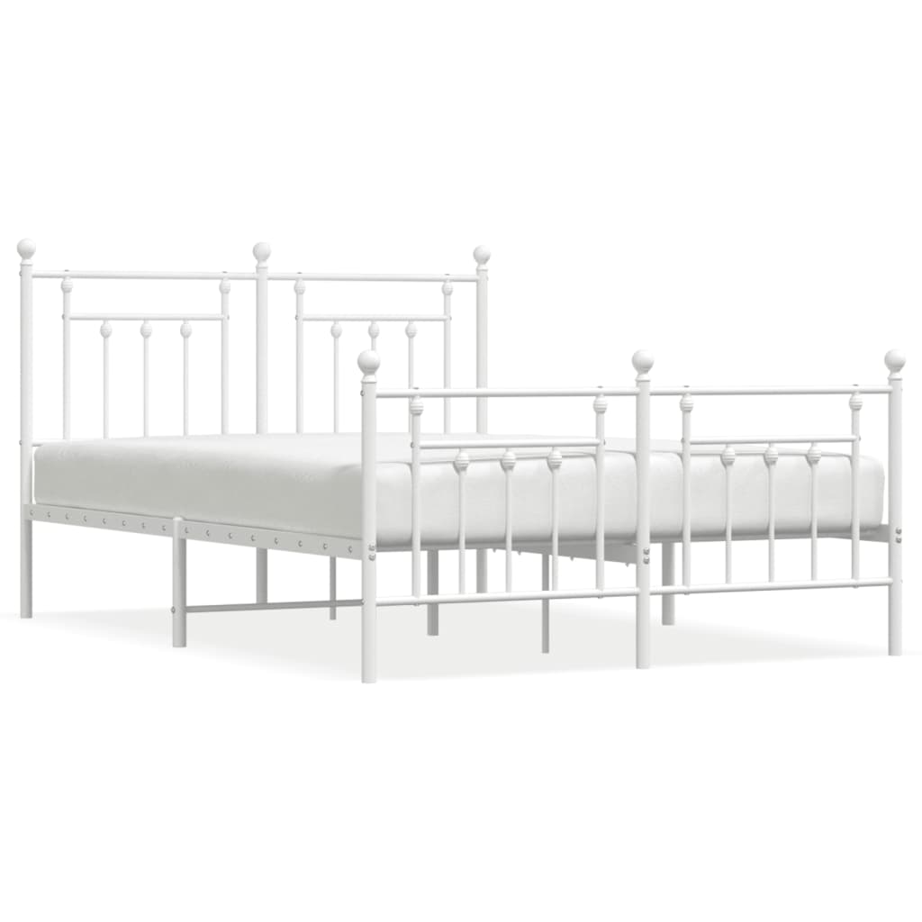 Cadre de lit métal sans matelas et pied de lit blanc 140x200 cm - XIOS