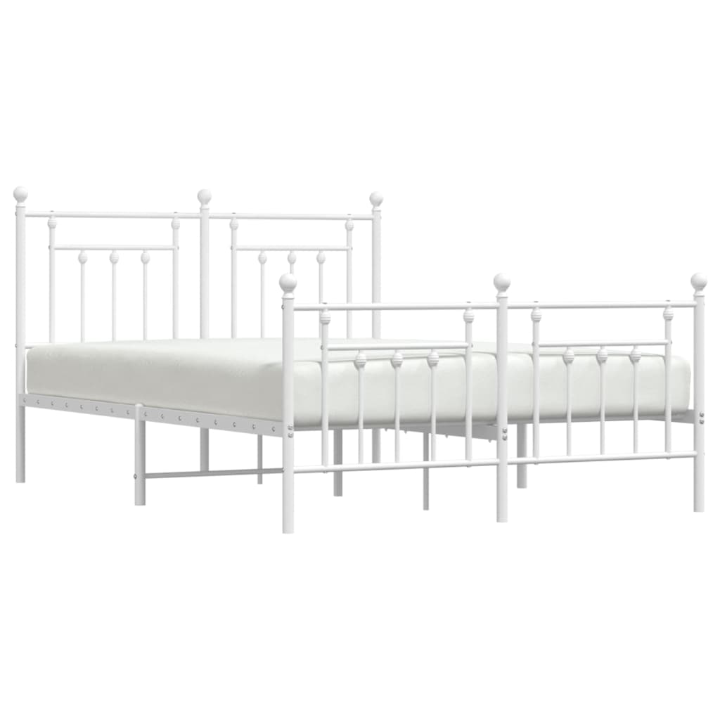 Cadre de lit métal sans matelas et pied de lit blanc 140x200 cm - XIOS