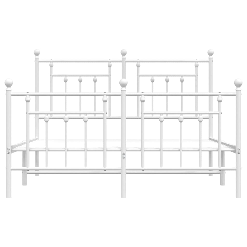 Cadre de lit métal sans matelas et pied de lit blanc 140x200 cm - XIOS