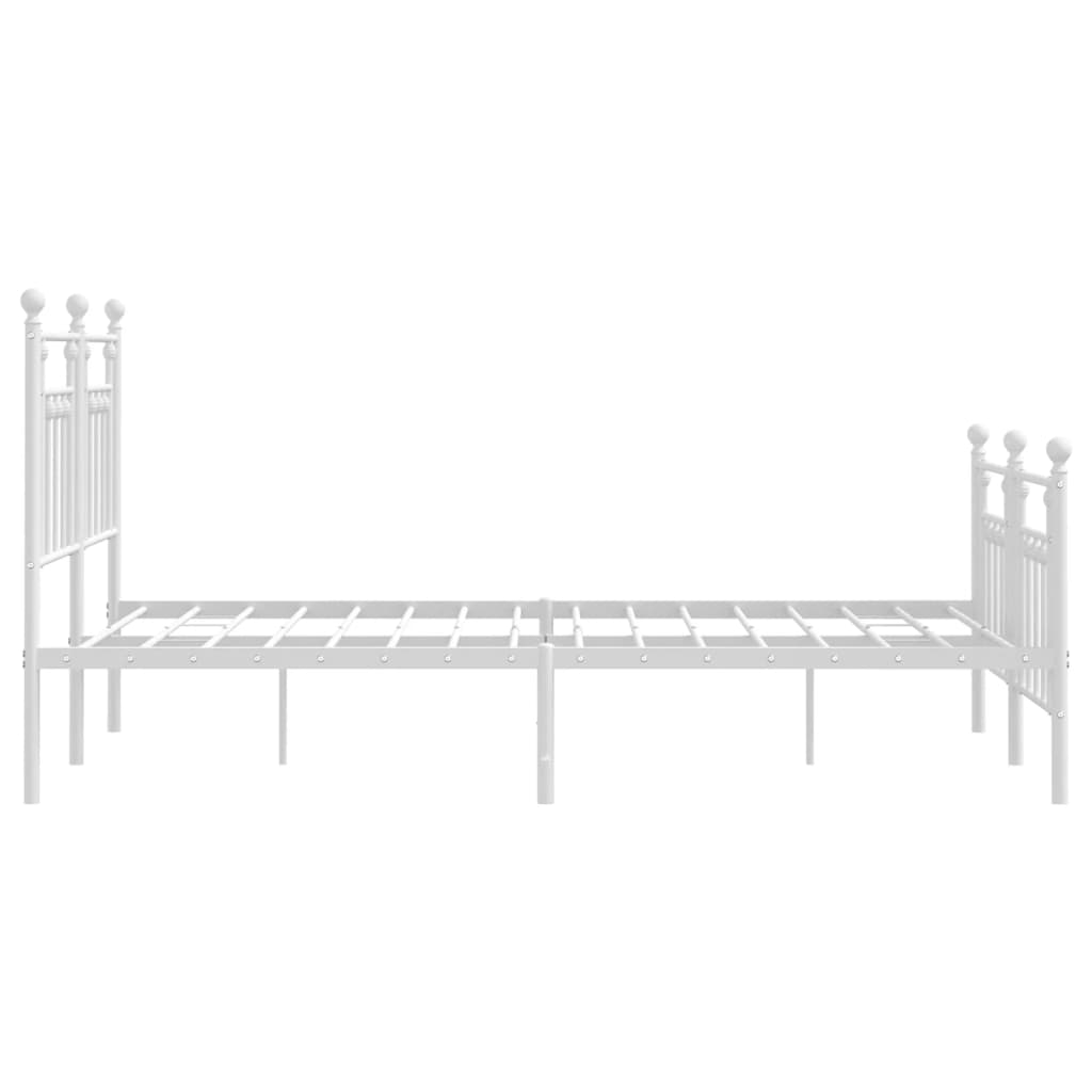 Cadre de lit métal sans matelas et pied de lit blanc 140x200 cm - XIOS