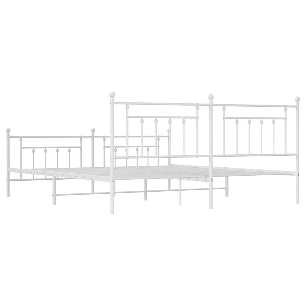 Cadre de lit métal sans matelas et pied de lit blanc 193x203 cm - XIOS