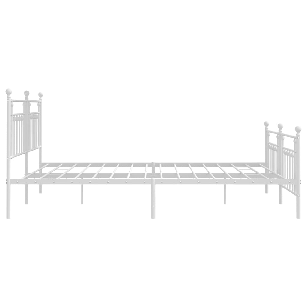 Cadre de lit métal sans matelas et pied de lit blanc 200x200 cm - XIOS